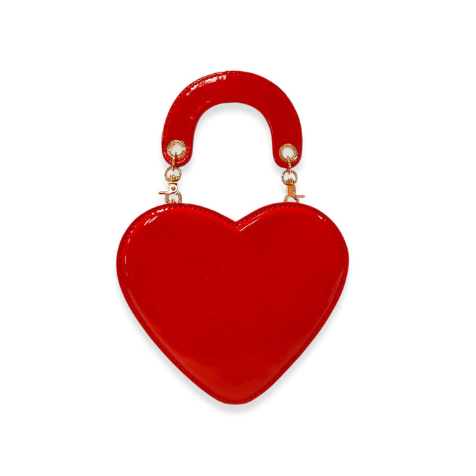 Heart Shaped Patent Leather Purse Red
