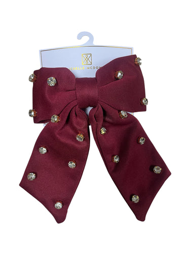 Sammy Hair Bow Maroon and White