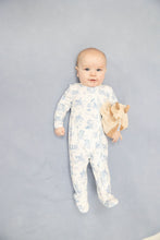Puppy Toile Blue 2 Way Zipper Footie