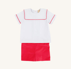 Shepherd Short Set Worth Avenue White with Richmond Red Velveteen