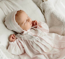 Girls Newborn Embroidered Yoke Take Me Home Gown With Bonnet (632)