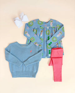 Long Sleeve Dowell Top, Topiaries and Tangerines