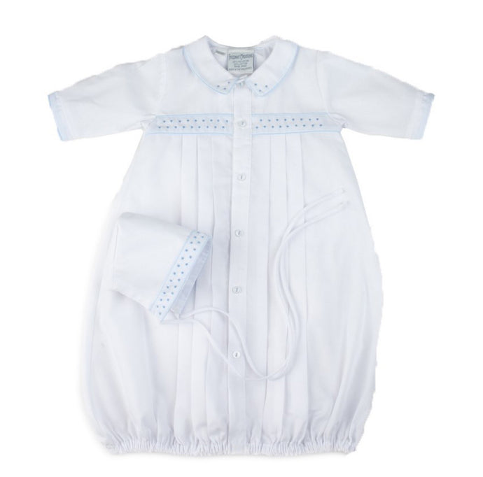White Boys Dot Embroidered Take Me Home Gown with Hat