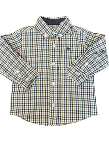 LS Dress Shirt, Navy/Aspen Green