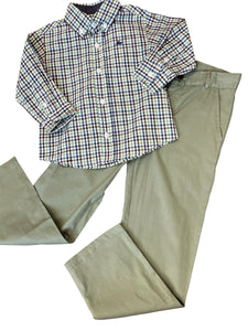 LS Dress Shirt, Navy/Aspen Green