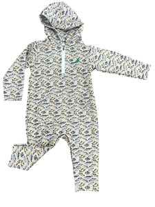 Performance Fish Print Hoodie Romper