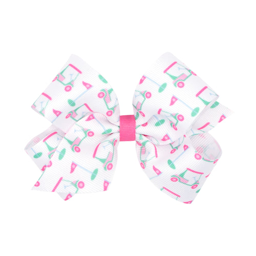 Medium Golf Cart Print Grosgrain Hair Bow