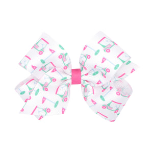 Medium Golf Cart Print Grosgrain Hair Bow