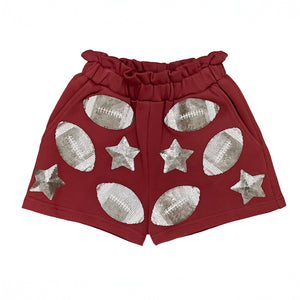 Maroon and Silver Football Shorts