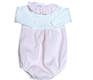 White with Pink Corduroy Bubble with Bitty Dot