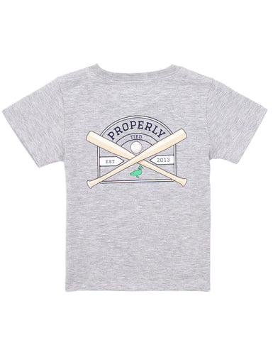 Boys Baseball Shield SS Heather Grey