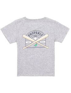 Boys Baseball Shield SS Heather Grey