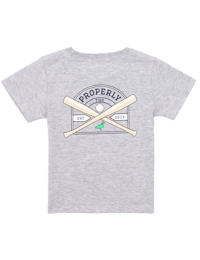 Boys Baseball Shield SS Heather Grey
