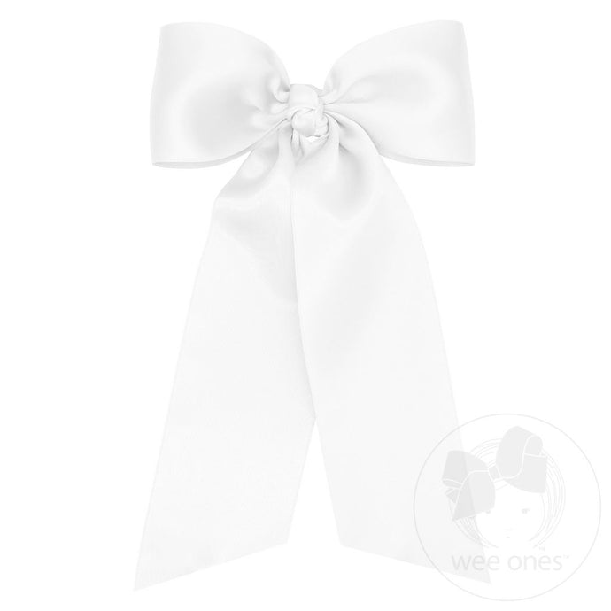 King White French Satin Bow with Streamer Tails(2105K)