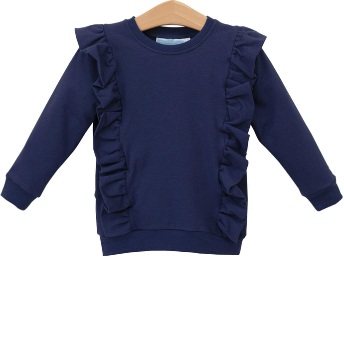 Laura Ruffle Pullover- Navy