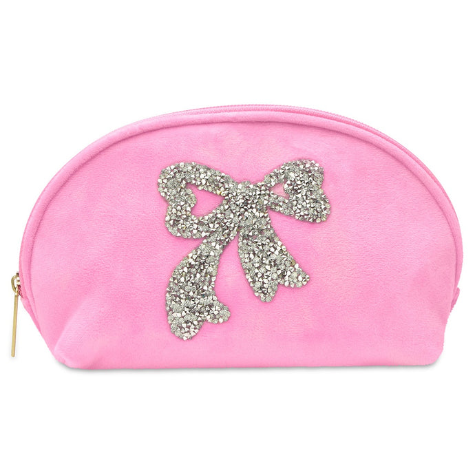 Glitter Bow Oval Cosmetic Case