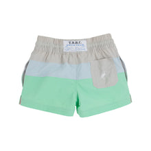 Country Club Colorblock Trunks, Sandy Springs Stone/ Buckhead Blue/ Grace Bay Green 0/6m