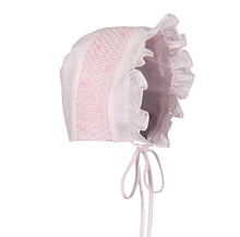 Girls Pink Smocked Bonnet