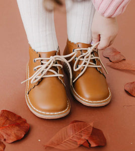 Georgie Scalloped Warm Brown Lace Up Boot