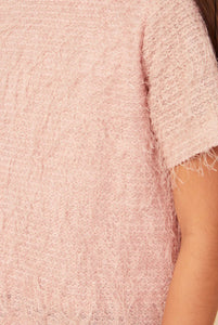 Girls Textured Stringy Short Sleeve Top