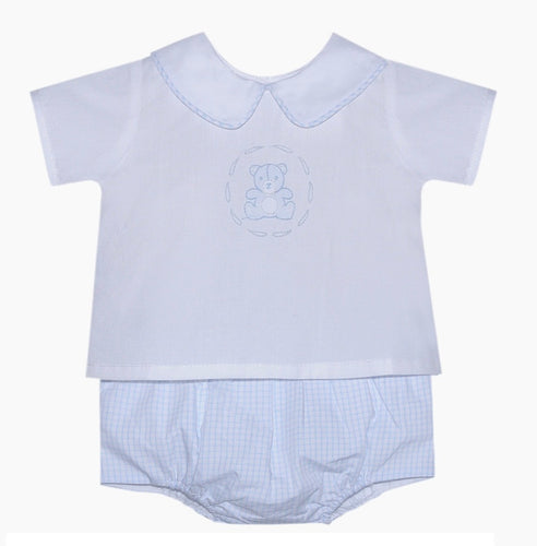 Blue Bailey Teddy Bear Diaper Set