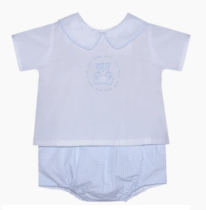 Blue Bailey Teddy Bear Diaper Set