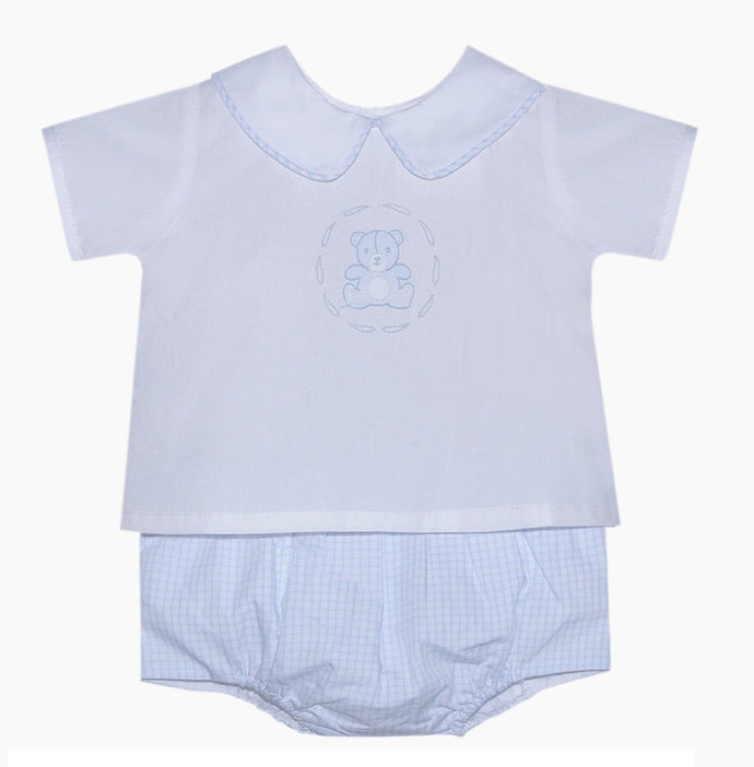 Blue Bailey Teddy Bear Diaper Set