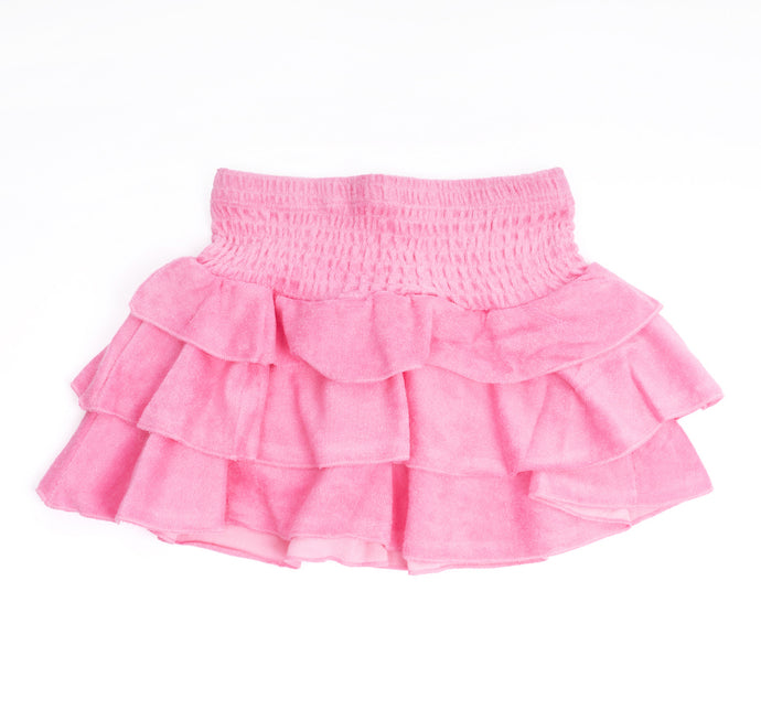 Hot Pink Terry Girls Smocked Skirt