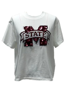 Kids Licensed Miss State Sequin Flower Tee