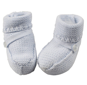 Button Strap Knit Booties, pink or blue