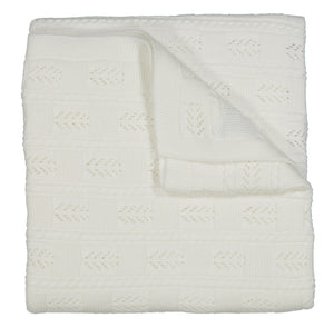 White Cable Pointelle Knit Blanket