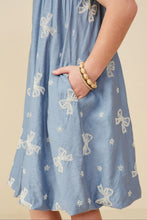 Girls Crochet Bow Embroidered Balloon Hem Dress