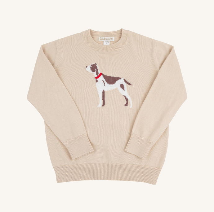 Isaac's Intarsia Sweater Osprey Oatmeal Dog