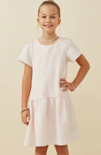 Blush Pink Girls Floral Textured Cap Sleeve Dress
