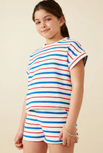 Girls Multiple Stripe Elastic Waist Terry Shorts