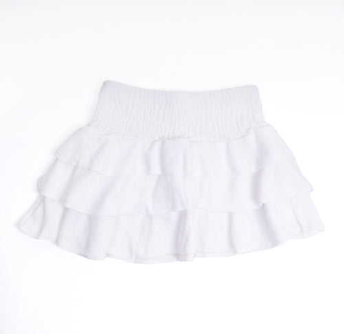 White Terry Girls Smocked Skirt