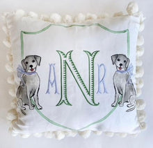 Black Puppy Dog Pillow with Blue Bow