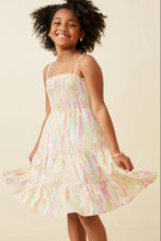 Girls Watercolor Print Smocked Tiered Tank Dress