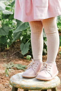 Georgie Scalloped Dusty Pink Lace Up Boot