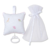 Jungle Friends White/Pink Hand Embroidered Musical Pillow