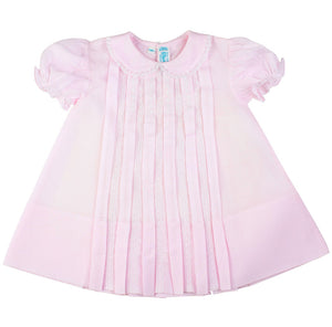Pink Lace Inlay Pleated Dress