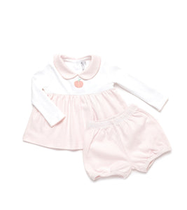 Pink Stripe French Knot Pumpkin Bloomer Set
