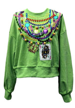 Kids Bright Green Mardi Gras Beads Sweatshirt