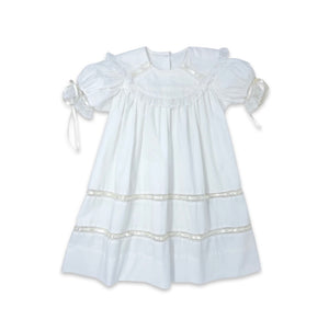 Donahue Dress - Blessings White Batiste, Ecru Ribbon