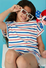 Girls Multi Stripe Dolman Terry Knit Top