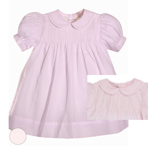 Dress /Pink Feather Stitch & Pintucks