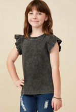 Girls Washed Ribbed Flutter Sleeve Knit Tank