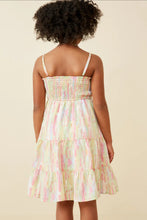 Girls Watercolor Print Smocked Tiered Tank Dress