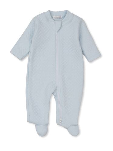 Classic Jacquard Light Blue Zipper Footie