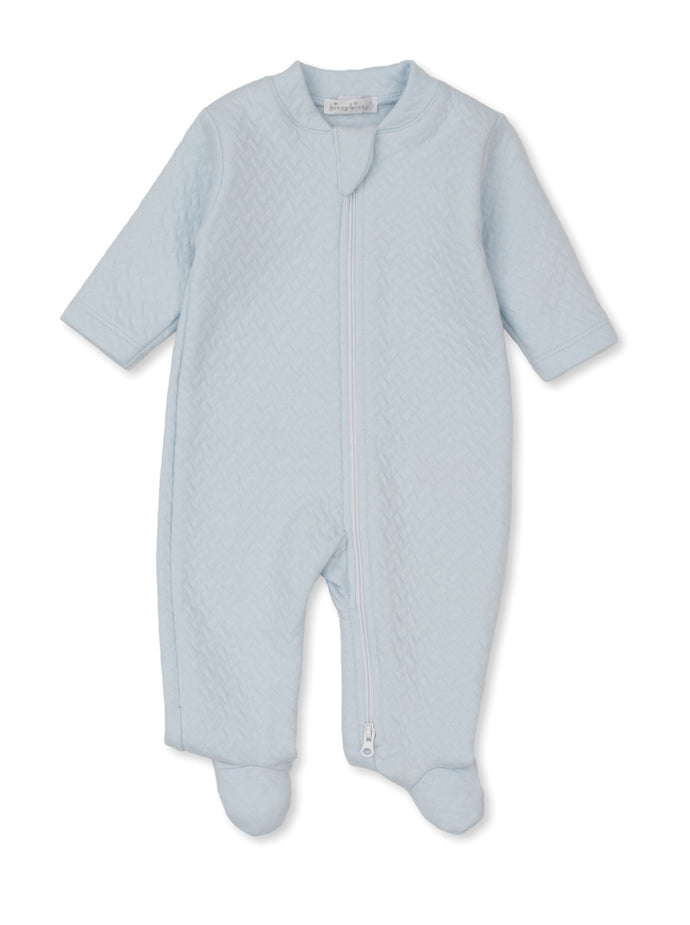 Classic Jacquard Light Blue Zipper Footie